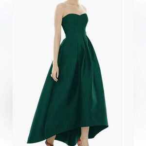ALFRED SUNG Strapless Dark Green Dress